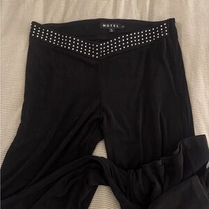 Motel Rocks Black Pants with Studded V Waist